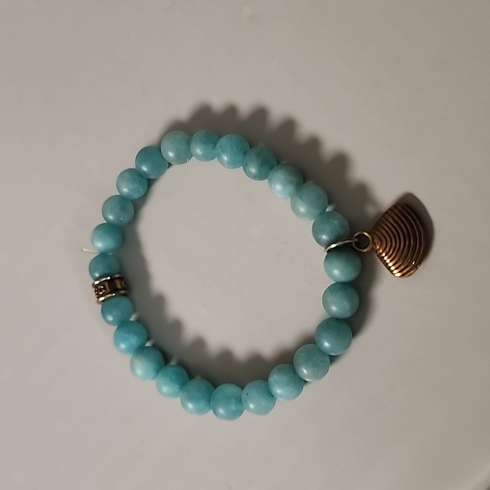 Chavez for charity bracelet - Beautiful blue green with gold colored shell charm